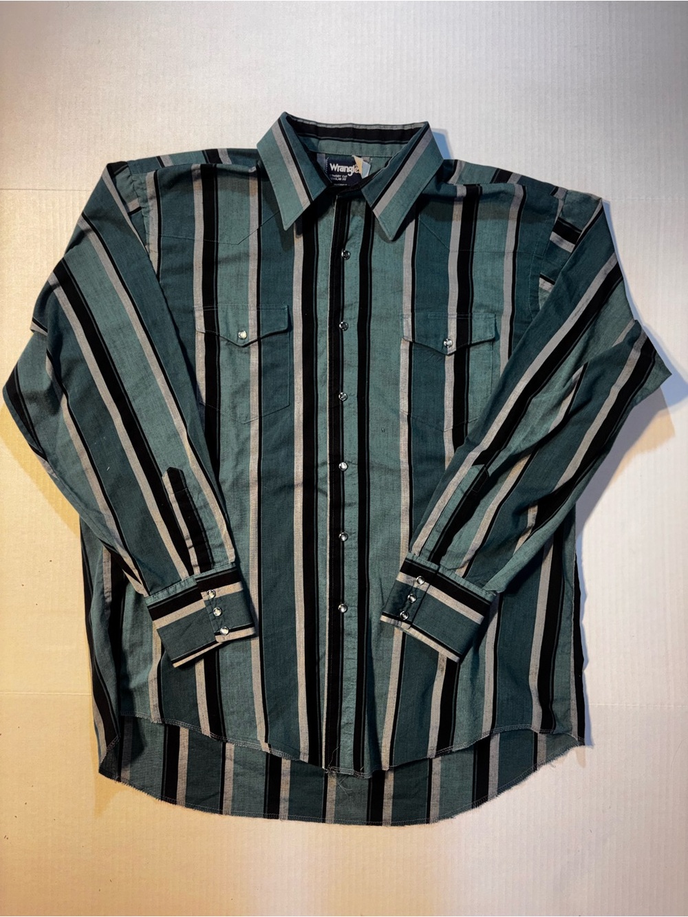 Vtg Wrangler Cowboy Western 90’s USA Pearl Snap Striped Button Up Shirt Sz XXL
